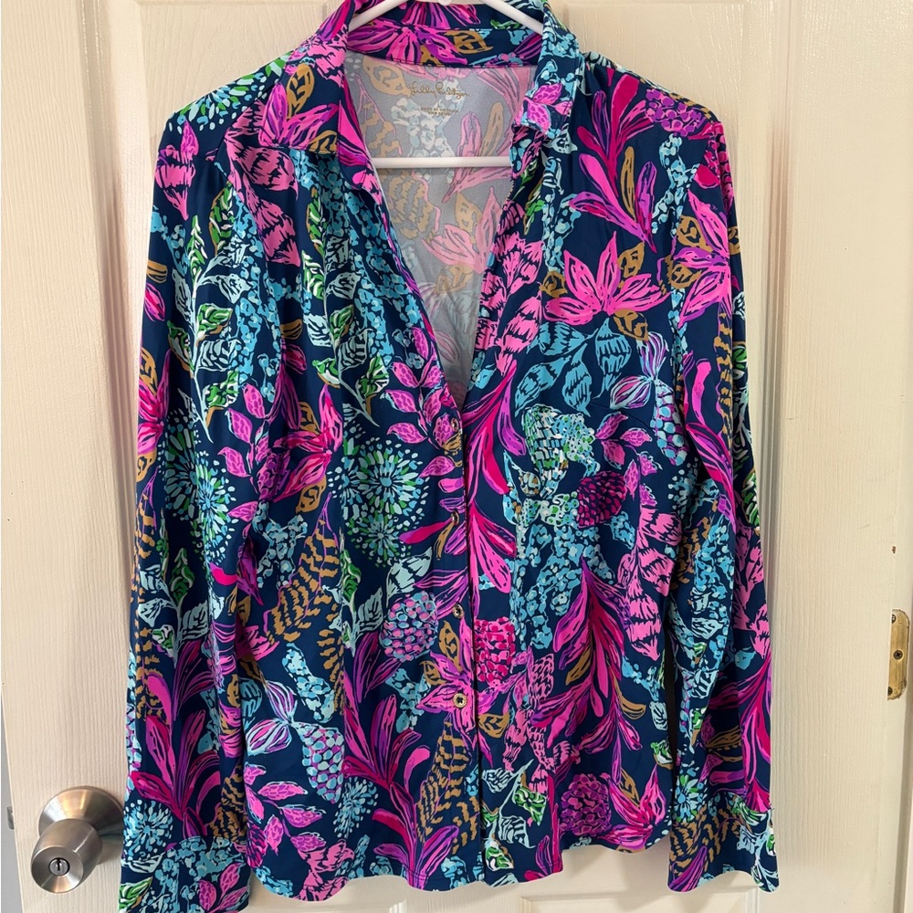 Lilly Pulitzer UPF 50+ ChillyLilly Marlena Button Down Top
